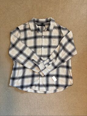 Men's Plaid Button-Down Shirt in Beige and Gray - Casual Everyday